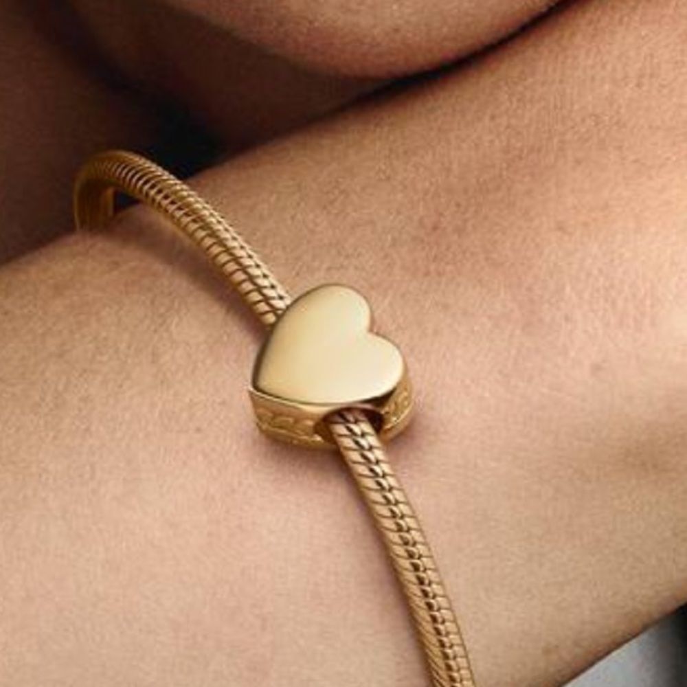 Pandora 14k Gold Plated Heart Slide Charm!